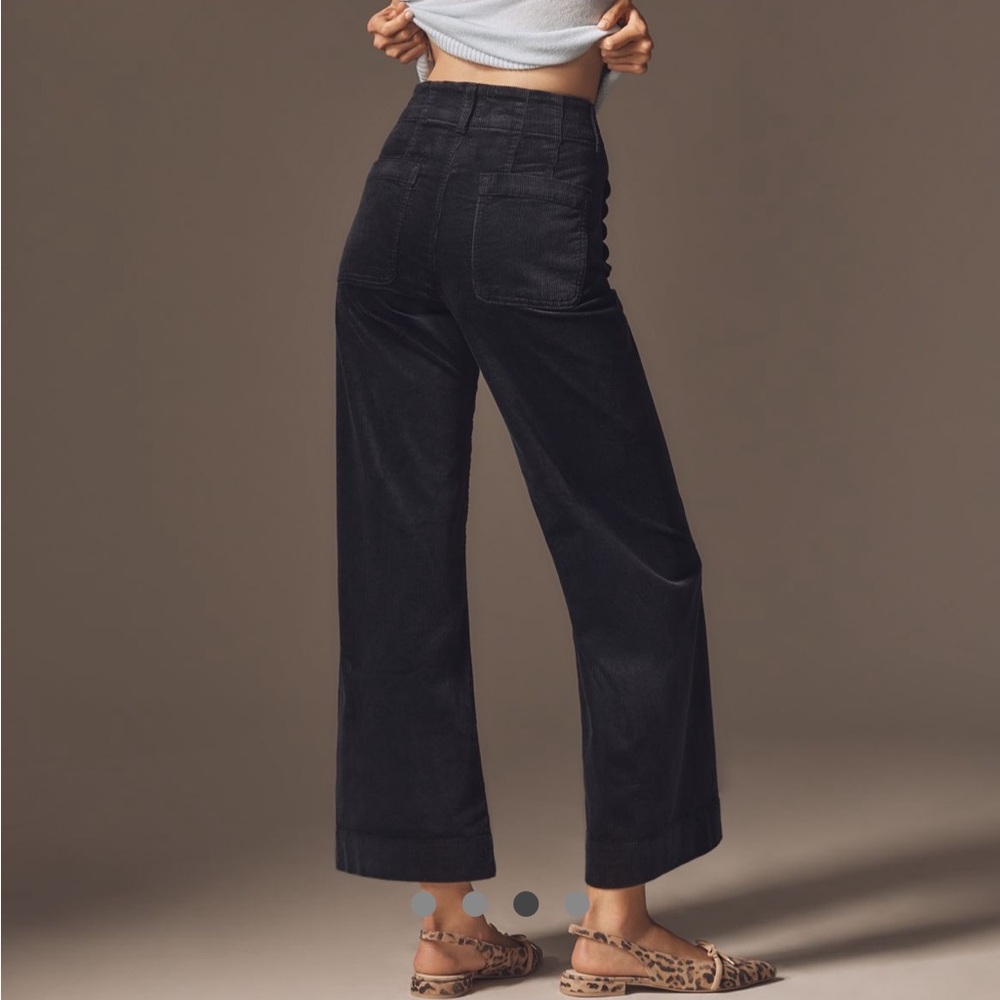 Maeve Corduroy Navy Wide-Leg Pants - Picture 2 of 12